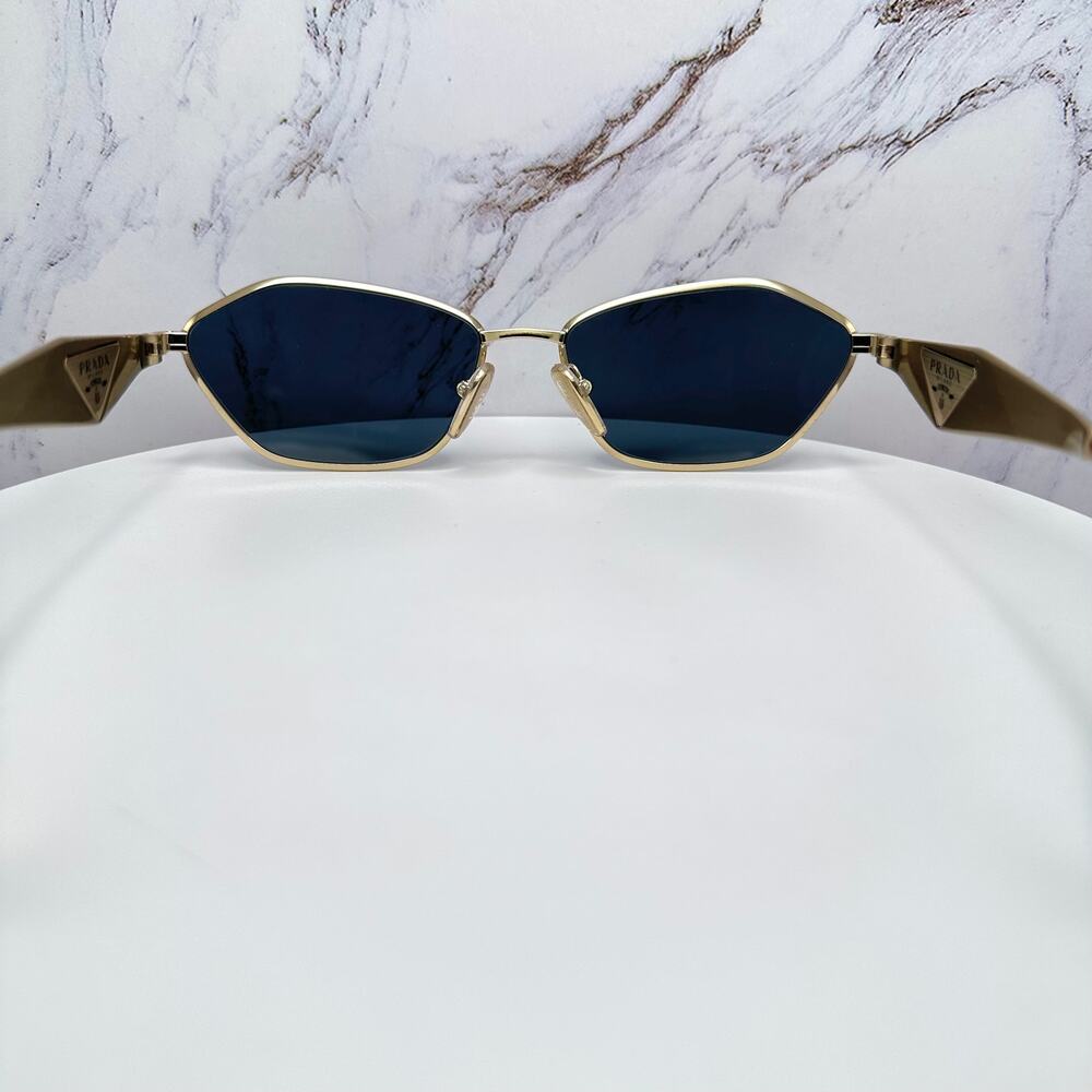 New PRADA Sunglasses Gold Metal 3D Logo Aviator Cat Eye Womens PRD50S ZVN70B - Picture 12 of 16